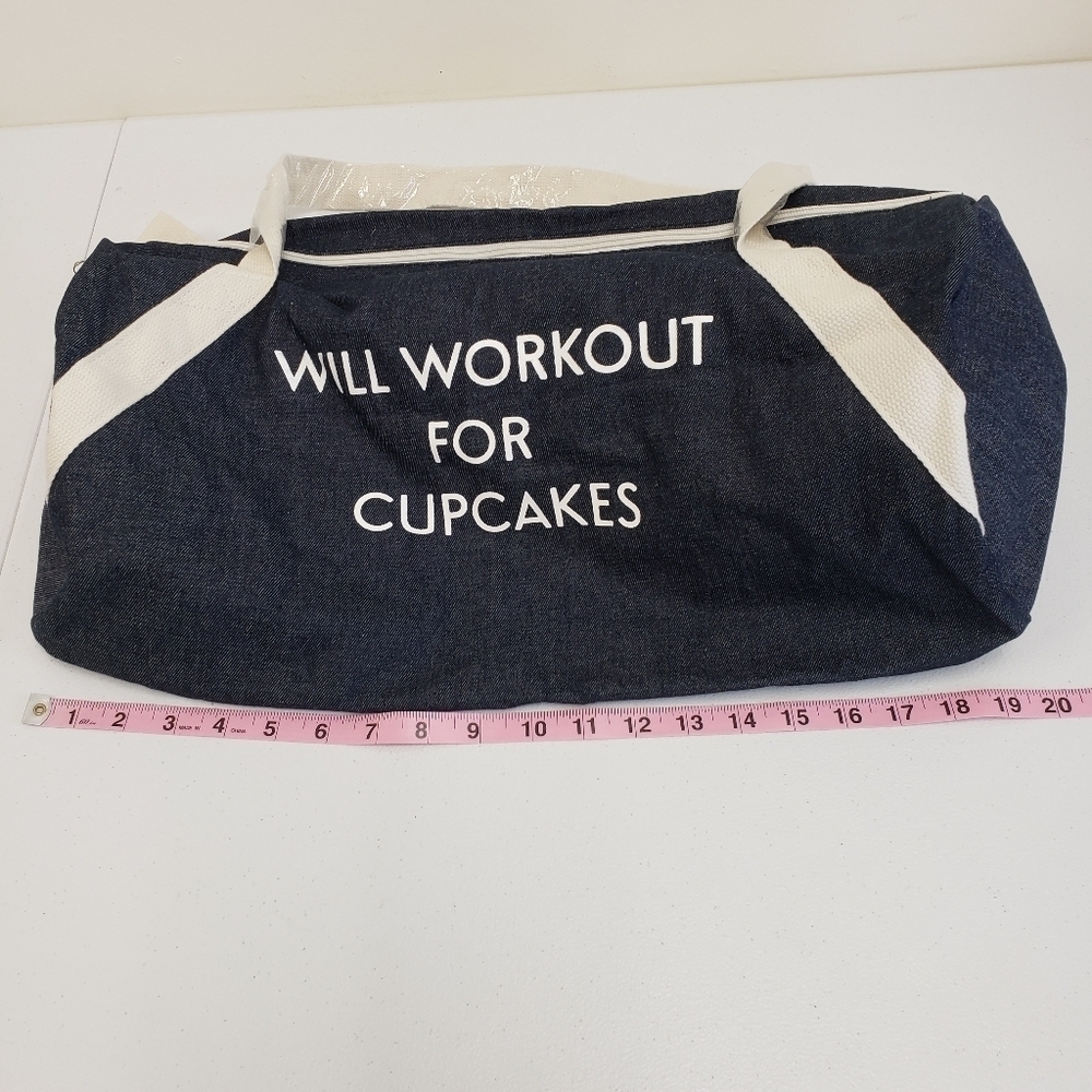 Will Workout for Cupcakes Denim Duffel Bag - Picture 5 of 6